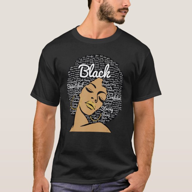 T-shirt Nurse Black Woman Magic Afro Melanin Queen Black H (Devant)