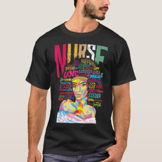 T-shirt Nurse Black Woman Magic Afro Melanin Queen Black H