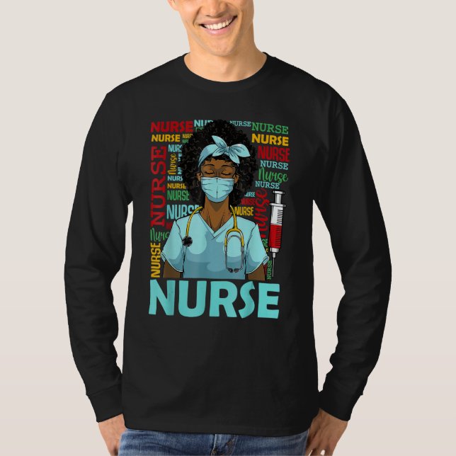 T-shirt Nurse Black Women Black History Afro African Pride (Devant)