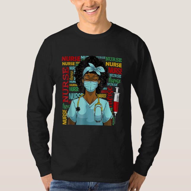 T-shirt Nurse Black Women Black History Afro African Pride (Devant)