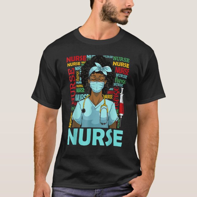 T-shirt Nurse Black Women Black History Afro African Pride (Devant)