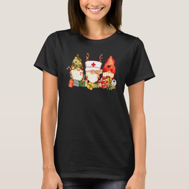 T-shirt Nurse Christmas Gnomes Cute Nurses Xmas Pajamas PJ (Devant)