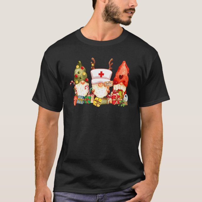 T-shirt Nurse Christmas Gnomes Cute Nurses Xmas Pajamas PJ (Devant)