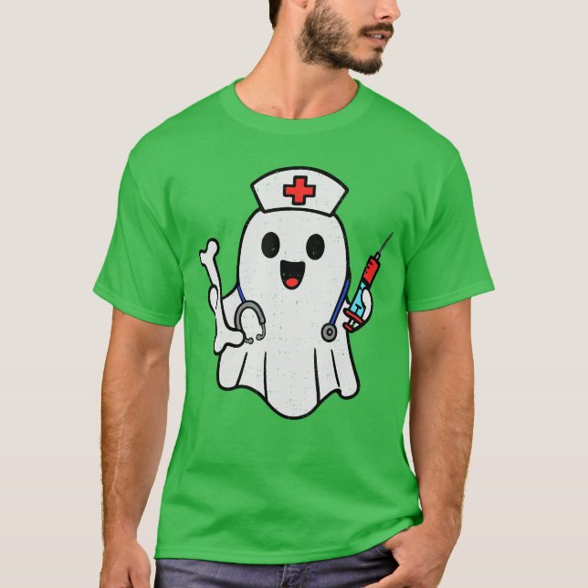 T-shirt Nurse Ghost Humerus Scrub Top Halloween Healthcare (Devant)