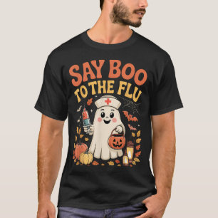 T-shirt Nurse Halloween Vaccine Dit Boo À La Grippe