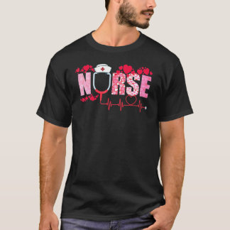 T-shirt Nurse Heart Stethoscope Cute Valentines Day Nursin