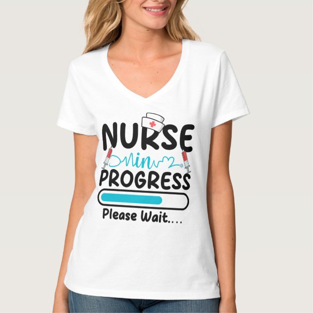 T-shirt Nurse in Progress Loading Women V-Neck (Devant)