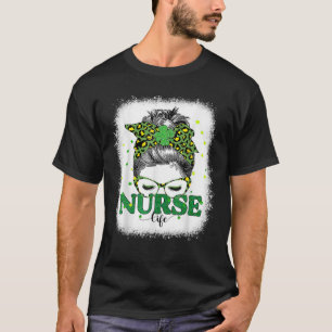 T-shirt Nurse Life Messy Bun Leopard