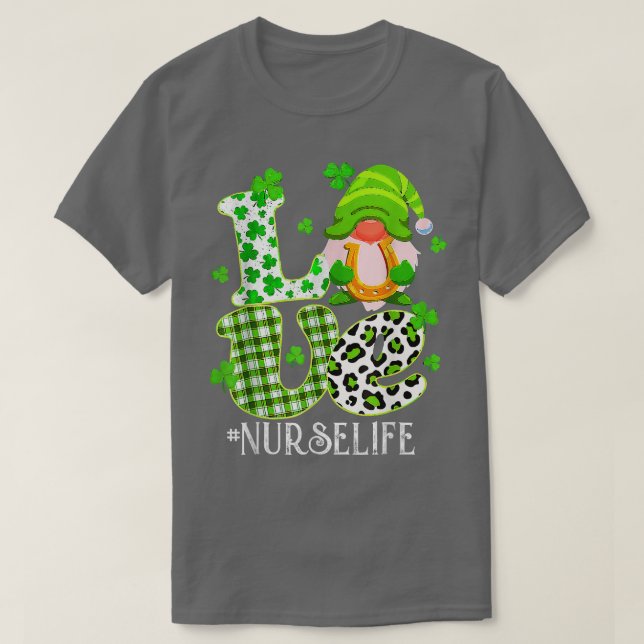 T-shirt Nurse Life St Patrick's Day Lucky Nurse Shamrock L (Design devant)