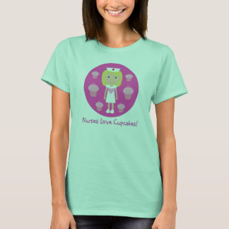 T-shirt Nurse Love Cupcakes mignon rose