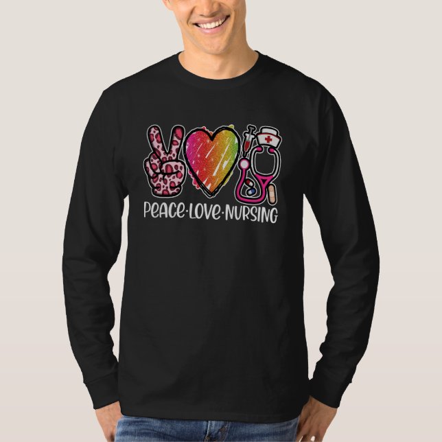 T-shirt Nurse Peace Love Nursing School Graduation Cute Ne (Devant)