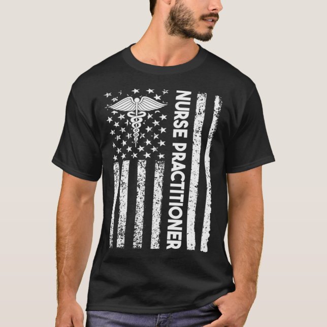 T-shirt Nurse Practitioner USA Flag Medical Caduceus NP Nu (Devant)