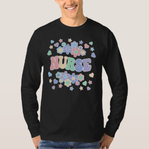 T-shirt NURSE-Retro Super Vintage, Fleurs, Coeurs, Étoiles
