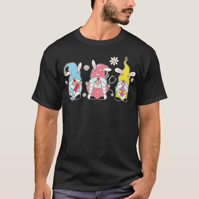 T-shirt Nurse Stethoscope Bunny Gnome Rabbit Eggs Hunting  (Devant)