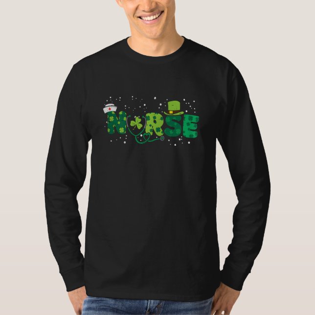 T-shirt Nurse Stethoscope Scrub St Patricks Day Nurses Wom (Devant)