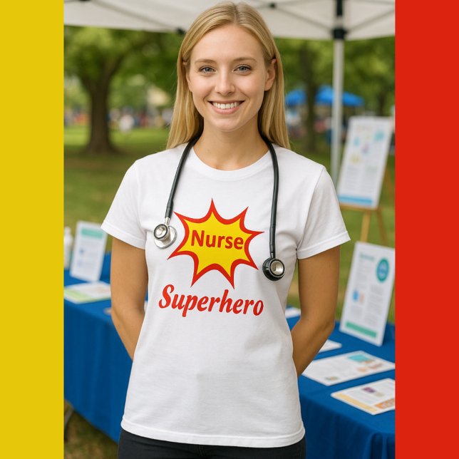 T-shirt Nurse Superhero Jaune et Rouge (Créateur téléchargé)