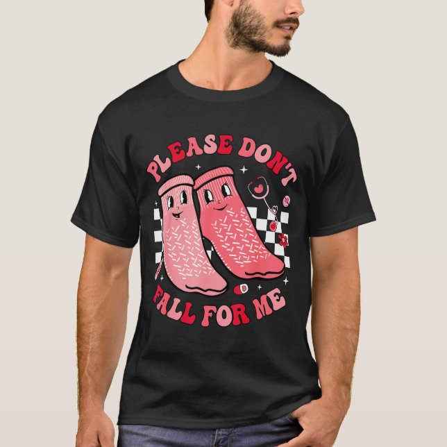 T-shirt Nurse Valentine Non Slip Socks Please Don't Fall F (Devant)