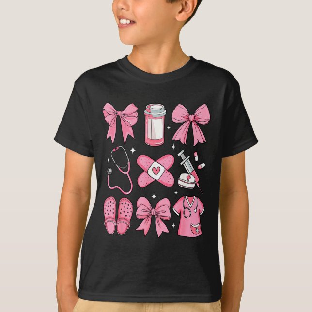 T-shirt Nurse Valentines Day Coquette Bow Valentine Nurse  (Devant)