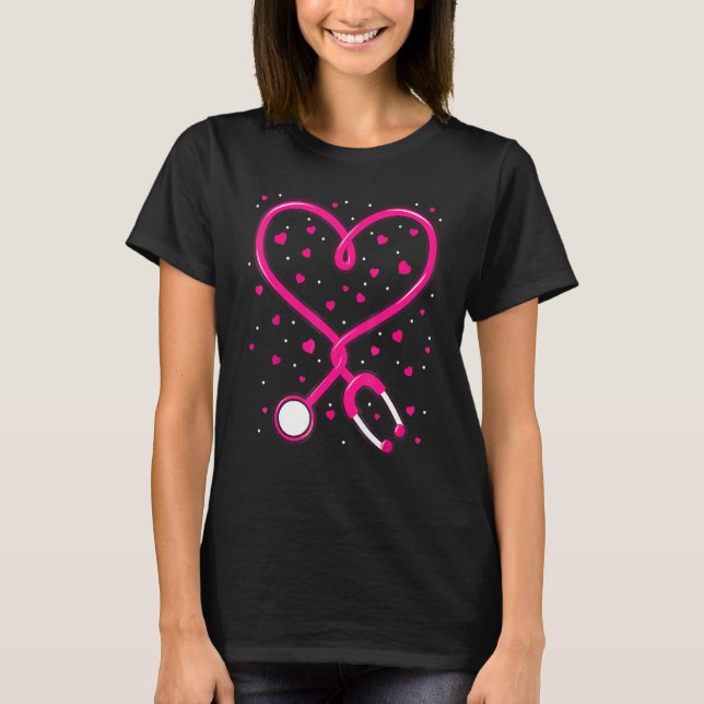 T-shirt Nurse Valentine's Day Heart Stethoscope 1 (Devant)
