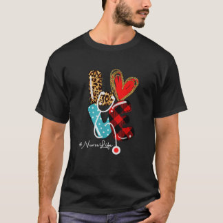 T-shirt NurseLife RN LPN CNA Soins de santé Coeur léopard
