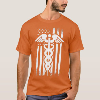 T-shirt Nurses Caduceus Vintage Flag