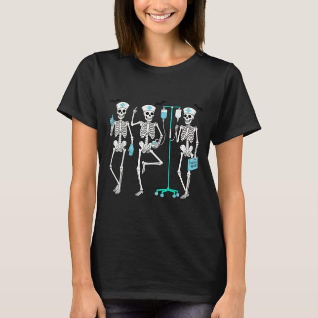 T-shirt Nursing Halloween Skeleton Nurse Healthcare Soky N (Devant)