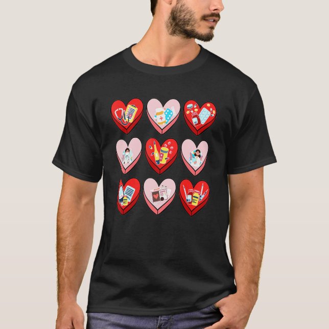 T-shirt Nursing Heart Cute Valentine Day Group Matching (Devant)