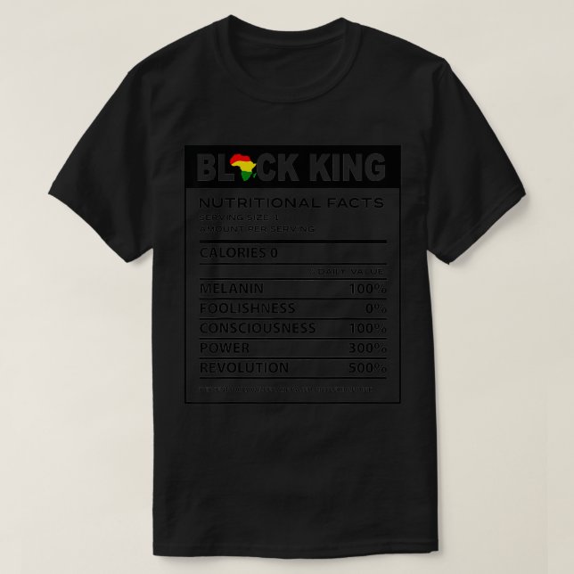 T-shirt Nutritional Facts Juneteenth 1865 Black King  (Design devant)