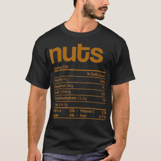 T-shirt Nuts Nutrition Facts Drôle Thanksgiving Noël