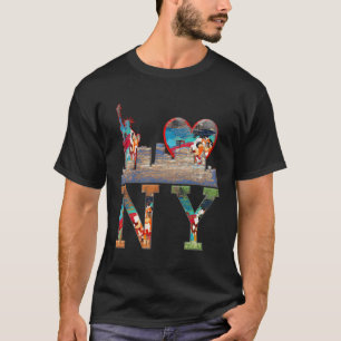 T-shirt Ny New York en état de détresse Coeur Graffiti Art