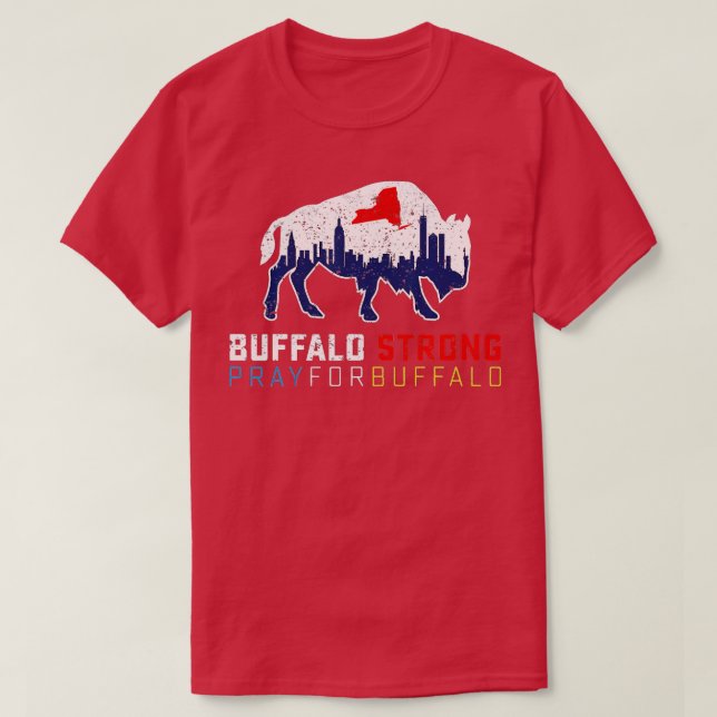 T-shirt NY Skyline Drapeau Buffalo Prière Forte Pour Buffa (Design devant)