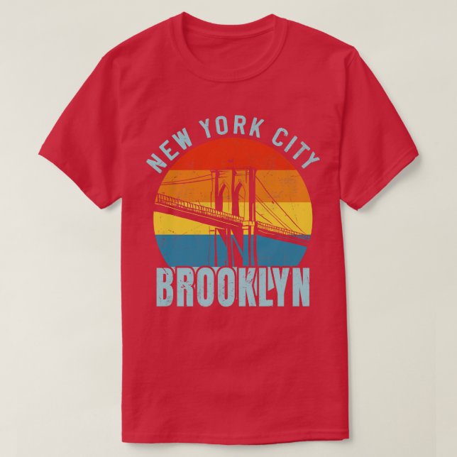 T-shirt NYC Brooklyn Bridge Retro (Design devant)