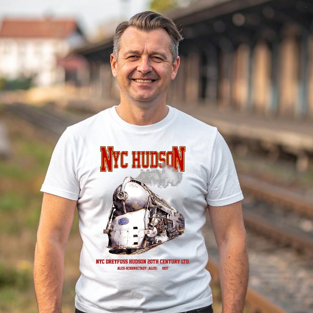 T-shirt NYC Dreyfuss Hudson Loco. 20th Century Limited (NYC Dreyfuss Hudson Locomotive. 20th Century Limited. Mens Basic T-Shirt)