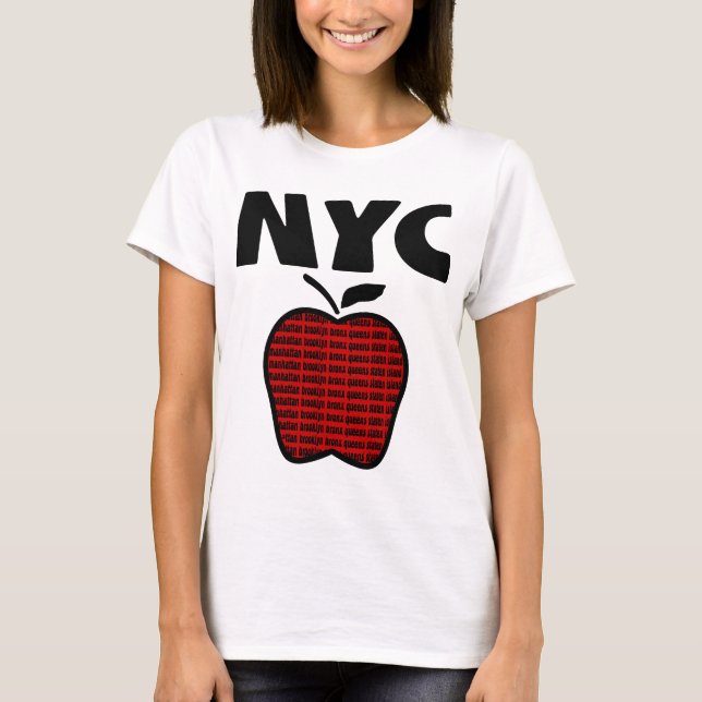 T-shirt NYC - Grand Apple avec chacune des 5 villes (Devant)