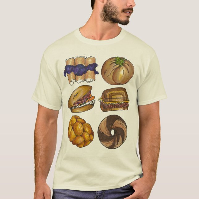 T-shirt NYC Jewish Deli Food Blintz Bagel Reuben Knish (Devant)