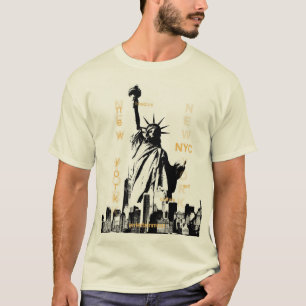 T-shirt Nyc Liberty Statue Manhattan Mens Natural moderne