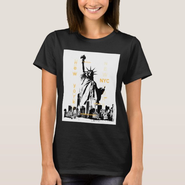 T-shirt Nyc New York Brooklyn Bridge Liberty Statue Mens _ (Devant)
