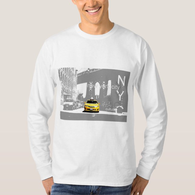T-shirt Nyc New York City Taxi jaune Brooklyn Mens (Devant)