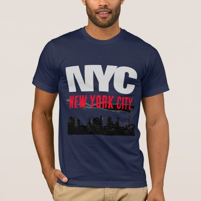 T-shirt NYC New York City USA Retro Vintage Navy Blue (Devant)