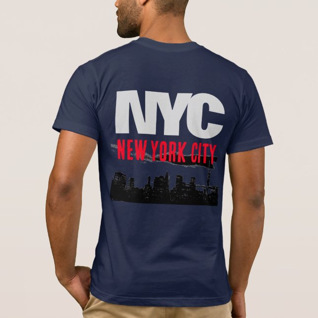 T-shirt NYC New York City USA Retro Vintage Navy Blue (Dos)