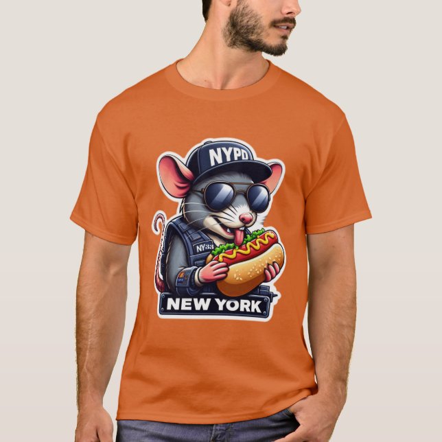 T-SHIRT NYC RAT MANGER UN CHIEN CHAUD 9 (Devant)