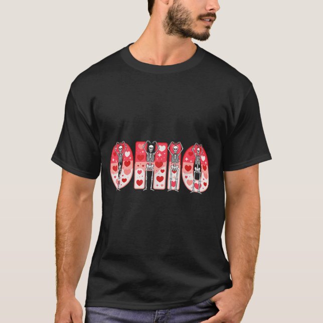 T-shirt O-h-i-o Funny Skeletons Ohio In Midwestern Valenti (Devant)