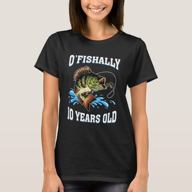 T-shirt O Pêche 10 ans Pêcheur 10e Bir (Devant)