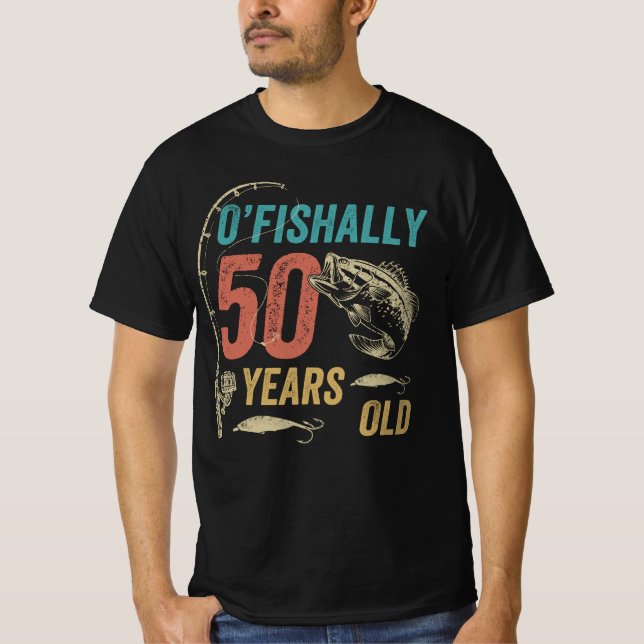 T-shirt O’poisson 50 ans, Funny Pêche papa grand-père (Devant)