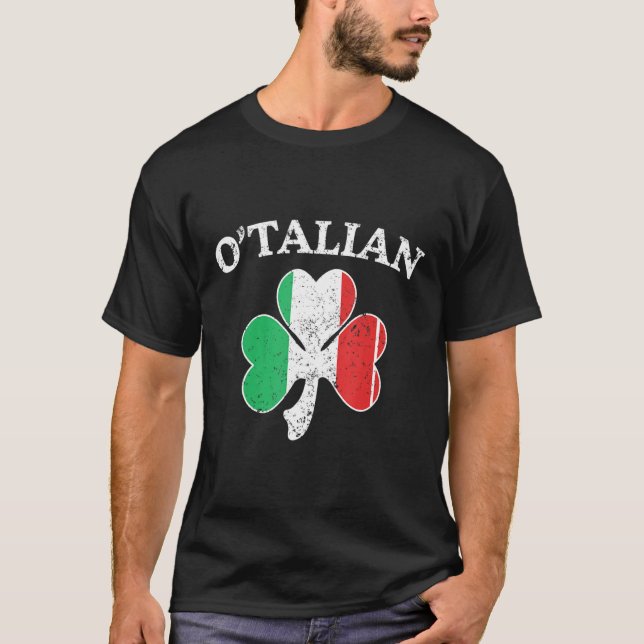 T-shirt O Talian Italien Shamrock irlandais Jour de la Sai (Devant)