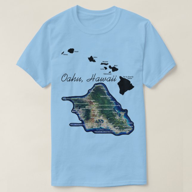 T-shirt Oahu Hawaii avec îles hawaïennes (Design devant)