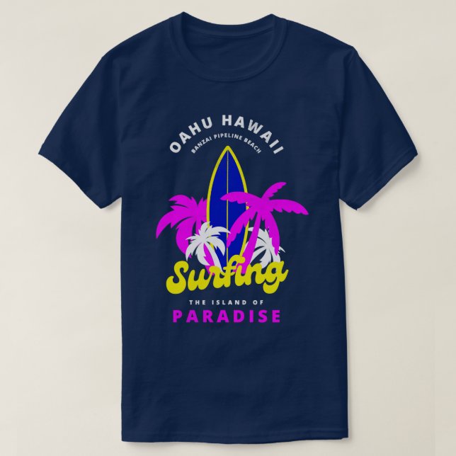 T-shirt Oahu Hawaii Banzai Pipeline Plage Surf Island P (Design devant)