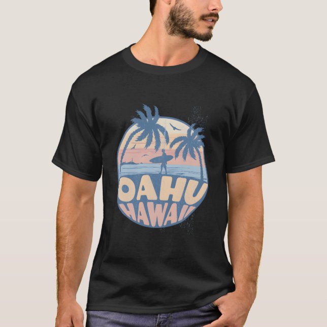T-shirt Oahu Hawaii Plage Surf Été Vacances (Devant)