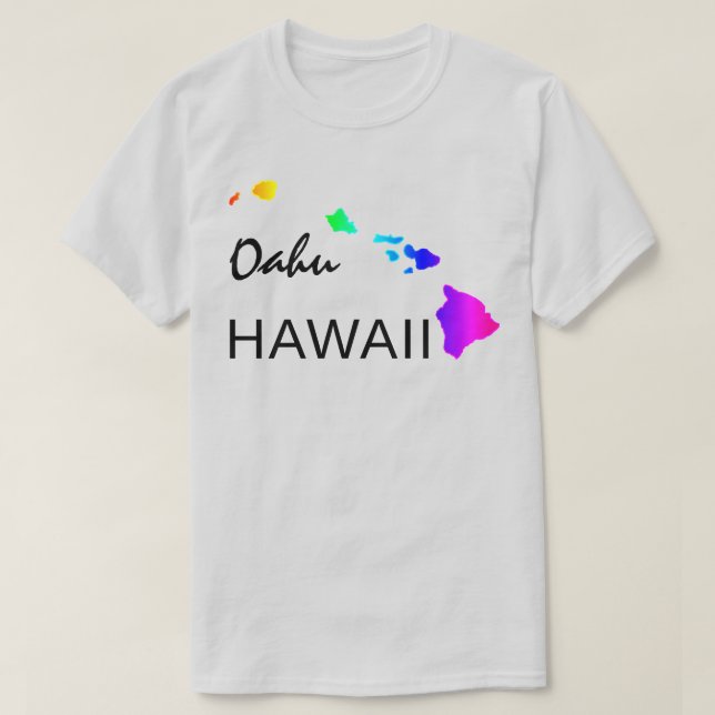 T-SHIRT OAHU - ÎLES HAWAII NEON RAINBOW (Design devant)