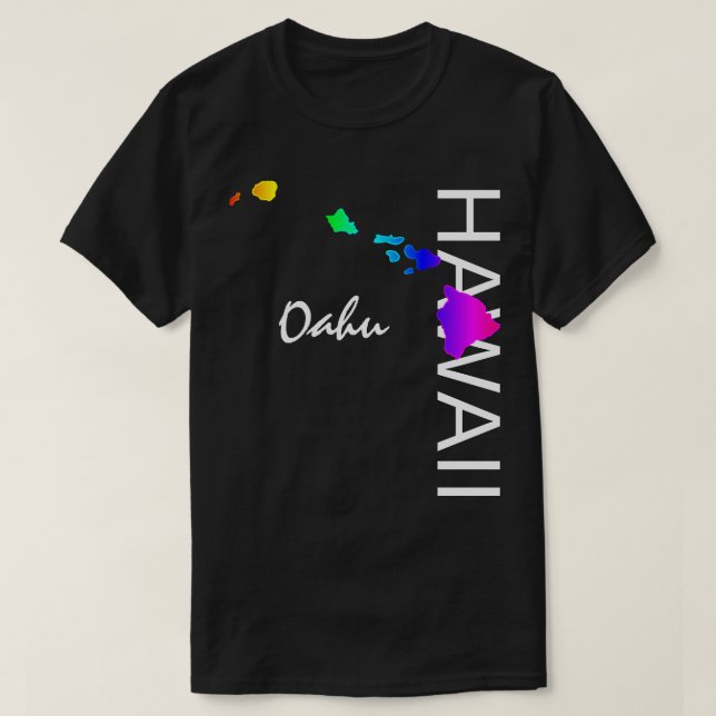 T-SHIRT OAHU - ÎLES HAWAII NEON RAINBOW (Design devant)